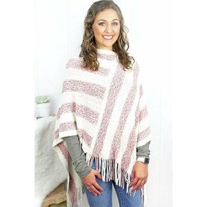 Woman's Poncho LIB New York Pink & White Stripes S